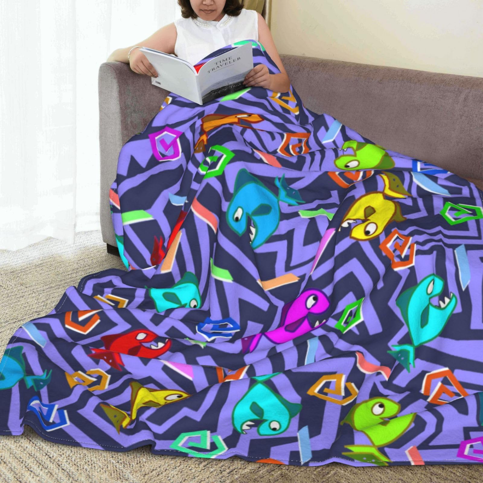 Amazon｜毛布 大判 ヴィンテージ80年代90年代 カラフル 魚柄